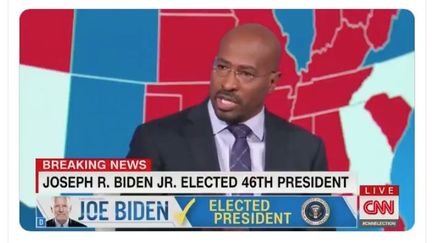 Les larmes de Van Jones, ancien conseiller de Barack Obama, sur le plateau de "CNN", le 7 novembre 2020. (CNN / TWITTER)