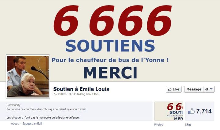 Capture d'&eacute;cran de la page Facebook de soutien &agrave; Emile Louis. (FACEBOOK)