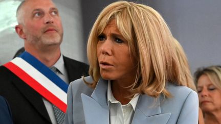 Brigitte Macron, à Azincourt (Pas-de-Calais), pour l'inauguration d'un centre historique, le 29 août 2019. (DENIS CHARLET / AFP)