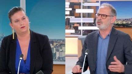 Mathilde Panot était invitée sur le plateau de Gilles Bornstein, le9 février 2024. (franceinfo)