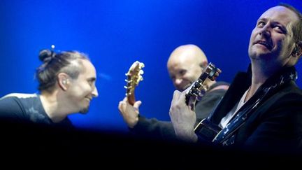 Tryo (Daniel Bravo, Guizmo, Christophe Mali) le 1er juillet 2011 aux Eurockéennes de Belfort
 (Sébastien Bozon / AFP)