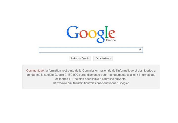 Capture d'&eacute;cran de la page d'accueil de google.fr, le 8 f&eacute;vrier 2014. (  FRANCETV INFO )