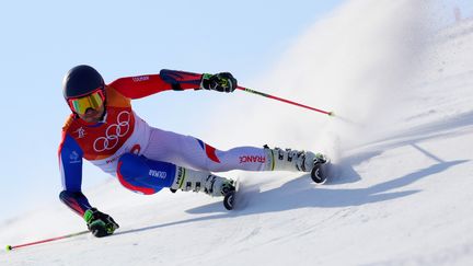 Le skieur français Mathieu Faivre lors du slalom géant olympique, dimanche 18 février à Pyeongchang (Corée du Sud).&nbsp; (MICHAEL KAPPELER / DPA / AFP)