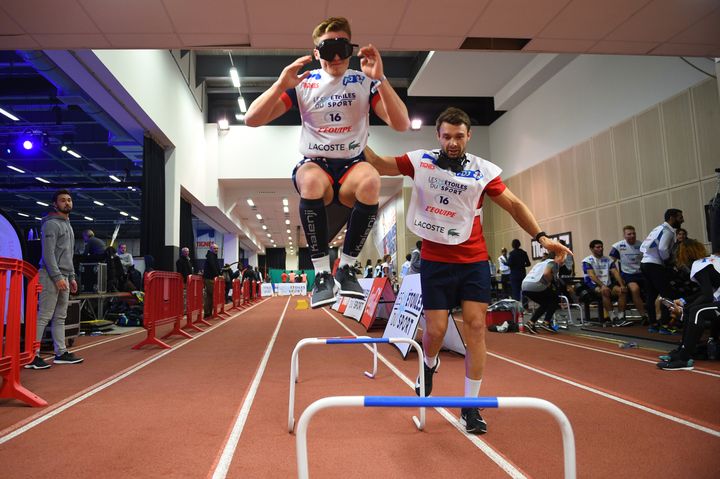 Nathanael Hulleu (Espoir Rugby), Vincent Clerc (Parrain Rugby)&nbsp;à Tignes, France (CORINNE DUBREUIL)