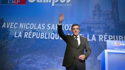 Francois Fillon face aux militants UMP à Marseille, le 4 septembre 2011. (AFP PHOTO LIONEL BONAVENTURE)