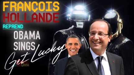 Capture d'&eacute;cran d'une parodie de Fran&ccedil;ois Hollande chantant "Get Lucky", de Daft Punk. (LAGROSSEDATA / YOUTUBE)