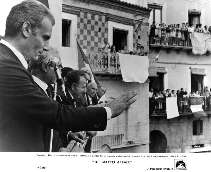 L'acteur Gian Maria Volontè dans le rôle d’Enrico Mattei, dont la mort mystérieuse en 1962 a inspiré le film "L'Affaire Mattei" ("Il Caso Mattei"), réalisé par Francesco Rosi et couronné d'une palme d'or ex æquo à Cannes en 1972. (MICHAEL OCHS ARCHIVES / MOVIEPIX)