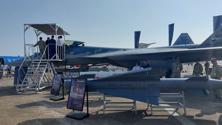 La Russie présente son nouvel avion furtif au salon aéronautique de Zhuhai, en Chine. (SEBASTIEN BERRIOT / FRANCEINFO / RADIO FRANCE)