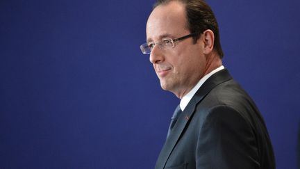 Le pr&eacute;sident de la R&eacute;publique, Fran&ccedil;ois Hollande, le 8 f&eacute;vrier 2013 &agrave; Bruxelles (Belgique). (BERTRAND LANGLOIS / AFP)