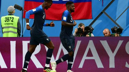 Umtiti et Pogba heureux (GIUSEPPE CACACE / AFP)