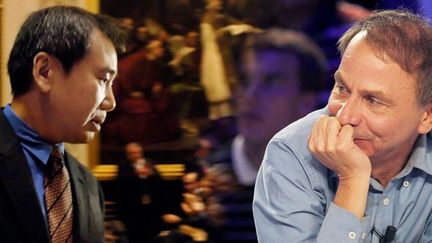 Haruki Murakami et Michel Houellebecq 
 (MICHAL CIZEK et JOEL SAGET / AFP)