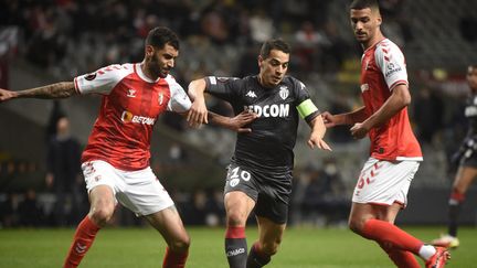 Le Monégasque Wissam Ben Yedder défie la défense de Braga le 10 mars 2022. (MIGUEL RIOPA / AFP)