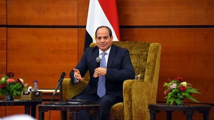 Le président égyptien,&nbsp;Abdel Fattah al-Sissi, lors d'une visite à Khartoum (Soudan), le 20 juillet 2018.&nbsp; (EGYPTIAN PRESIDENCY / AFP)