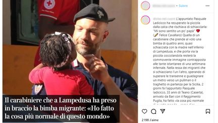 Pasquale Iadicicco, un gendarme italien de Naples. (CAPUTURE D'ECRAN INSTAGRAM)