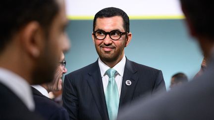 Le sultan Ahmed al-Jaber, le 2 mai 2023 à Berlin. (BERND VON JUTRCZENKA / DPA / AFP)