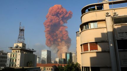 L'explosion a eu leu dans le port de Beyrouth (Liban), le 4 août 2020.&nbsp; (ANWAR AMRO / AFP)