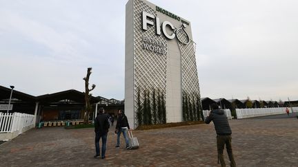 L'entrée du Parc alimentaire, Fico, à Bologne (Italie). (VINCENZO PINTO / AFP)