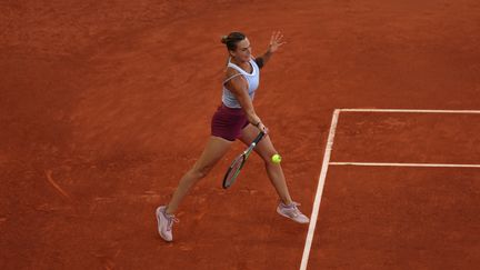 Aryna Sabalenka lors du Master 1000 de Madrid, à Madrid, le 6 mai 2023. (PIERRE-PHILIPPE MARCOU / AFP)