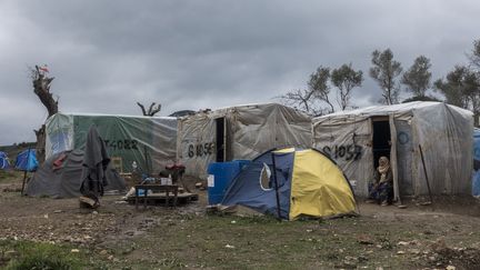 Le camps de migrants Moria à Lesbos, en Grèce, le 5 mars 2020.&nbsp; (AYHAN MEHMET / ANADOLU AGENCY / AFP)