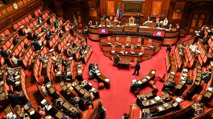 Le Sénat italien,&nbsp;à Rome, le 30 juillet 2020. (ANDREAS SOLARO / AFP)