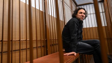 Laurent Vinatier is pictured during his pretrial detention hearing in Moscow, Russia, on June 7, 2024. (NATALIA KOLESNIKOVA / AFP)