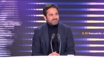 Le maire (Horizons) de Reims était l'invité du "8h30 franceinfo", dimanche 12 mars 2023. (FRANCEINFO / RADIOFRANCE)