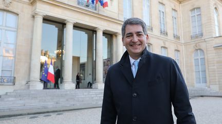 Jean Rottner&nbsp;quitte l'Elysée, le 26 février 2019, à Paris. (LUDOVIC MARIN / AFP)