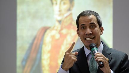 Juan Guaido s'exprime&nbsp;devant l'Assemblée nationale à Caracas (Venezuela), le 3 septembre 2019. (MATIAS DELACROIX / AFP)