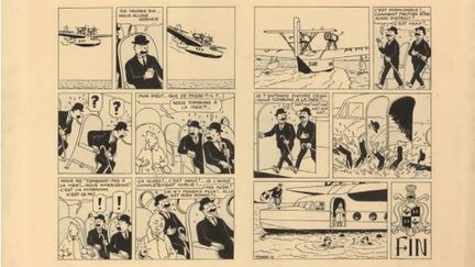 Cette planche du "Sceptre d'Ottokar" appartenant au chanteur Renaud a été adjugée à plus d'un million d'euros le 30 avril 2016. (HERGE / MOULINSART / ARTCURIAL)