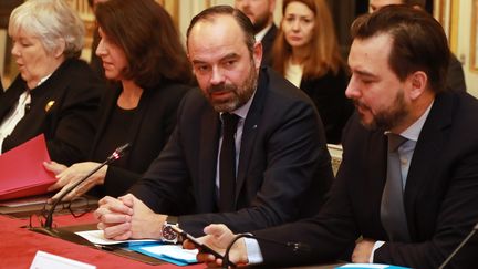 Le Premier ministre, Edouard Philippe, le 17 janvier 2019 à l'hôtel de Matignon à Paris, lors d'une réunion sur le Brexit.&nbsp; (JACQUES DEMARTHON / AFP)