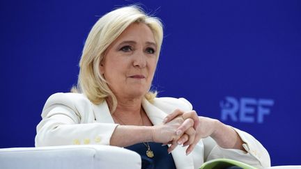 La candidate du Rassemblement national Marine Le Pen, le 21 février 2022. (ERIC PIERMONT / AFP)