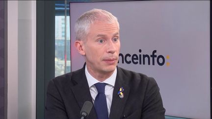 Franck Riester, ministre délégué au Commerce extérieur, invité éco de franceinfo, lundi 7 mars 2022. (FRANCEINFO)