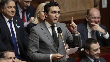 Julien Aubert, à l'Assemblée nationale, en avril 2018. (THOMAS SAMSON / AFP)