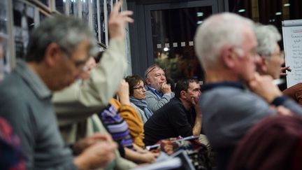 Une réunion publique organisée dans le cadre du grand débat national à Bollène (Vaucluse), le 28 février 2019. (CLEMENT MAHOUDEAU / AFP)