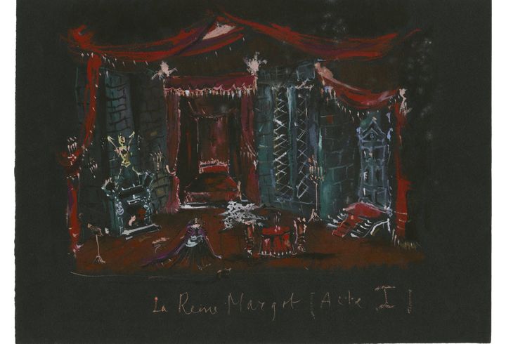 Croquis de décor (non réalisé) pour la pièce La Reine Margot, 1953 
 (Fondation Pierre Bergé – Yves Saint Laurent, Paris)