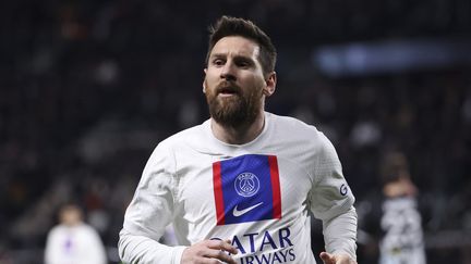 Lionel Messi lors du match de Ligue 1 contre Angers, le 21 avril 2023. (JEAN CATUFFE / AFP)