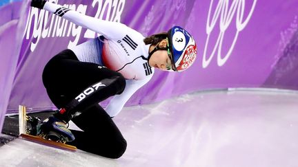 La double championne olympique de patinage, Shim Suk-hee, ici le 23 janvier 2019,&nbsp;accuse son ancien entraîneur de l'avoir battue pendant des années.&nbsp; (TATYANA ZENKOVICH / EPA)