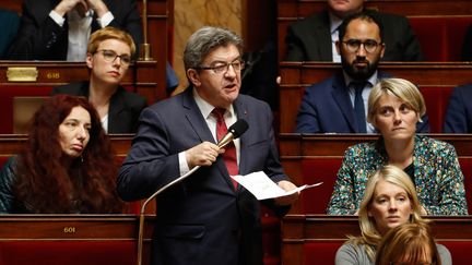 Jean-Luc Mélenchon, le 27 mars 2018, à l'Assemblée nationale (Paris). (FRANCOIS GUILLOT / AFP)