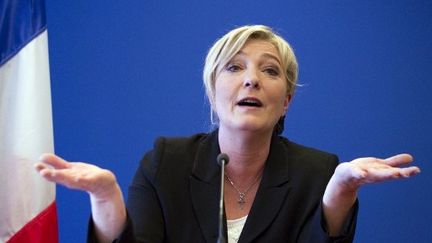 Marine Le Pen, à son QG à Nanterre, le 10 avril 2012. (JOEL SAGET / AFP)