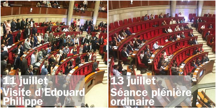 Les rangs de l'hémicycle du Cese en fonction de ce qu'il s'y passe.&nbsp; (Sylvain Tronchet / Radio France)