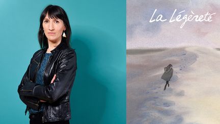 Catherine Meurisse (mai 2016) et la couverture de "La légèreté", qui sera adaptée au cinéma
 (Jean-Philippe BALTEL/SIPA)