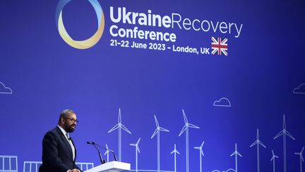 Britain's Foreign Secretary James Cleverly during the closing session of the Ukraine Recovery Conference, in London, UK, on ​​June 22, 2023. (HENRY NICHOLLS / POOL / AFP)