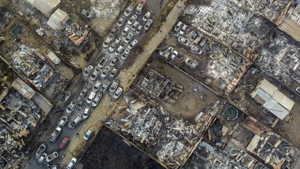 Distorted streets.  In Vina del Mar, Chile, the Villa Independencia neighborhood was destroyed after fire passed, February 3, 2024. (ESTEBAN FELIX/AP/SIPA)