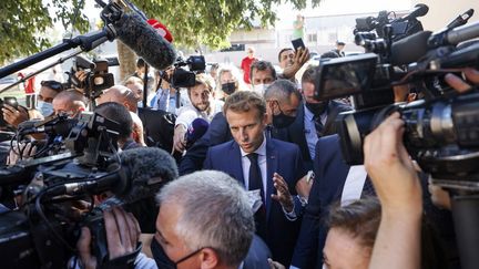 Le président Emmanuel Macron à Marseille, le 1er septembre 2021. (LUDOVIC MARIN / AFP)