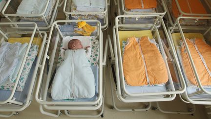 Un nouveau-n&eacute; dans un lit d'une maternit&eacute;, en Allemagne, en ao&ucirc;t 2011. (SEAN GALLUP / GETTY IMAGES)