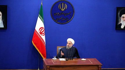 Le président iranien, pur produit de la révolution khomeyniste et sous tutelle du guide suprême Ali Khamenei, en conférence de presse à Téhéran le 29 août 2015. (Fatemeh Bahrami / Anadolu Agency)