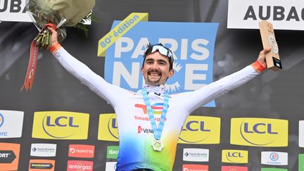 Mathieu Burgaudeau&nbsp;après sa victoire sur la 6e étape de Paris-Nice, le 11 mars 2022. (DAVID STOCKMAN / BELGA MAG)