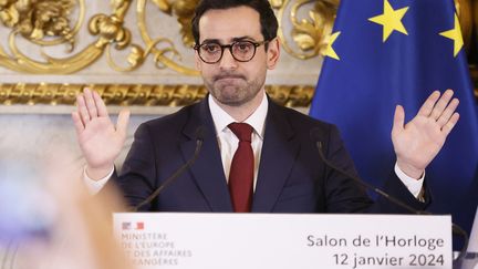 The new Minister of Foreign Affairs, Stéphane Séjourné, on January 12, 2024 in Paris.  (THOMAS PADILLA / POOL)