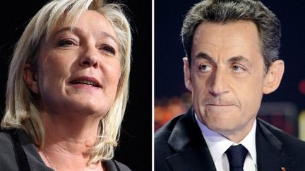 Aux Etats-Unis ou à Strasbourg, Nicolas Sarkozy est comparé à Marine Le Pen (LIONEL BONAVENTURE / POOL / AFP)