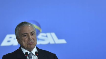 Michel Temer délivre un discours au palais présidentiel du Planalto, à Brasilia (Brésil), le 8 juin 2016. (RICARDO BOTELHO / BRAZIL PHOTO PRESS / AFP)